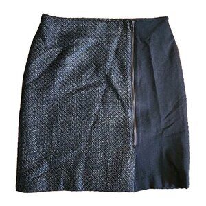 Ann Taylor Skirt Womens Sz 6 Solid All Black Textured Side Zipper Detail Pencil